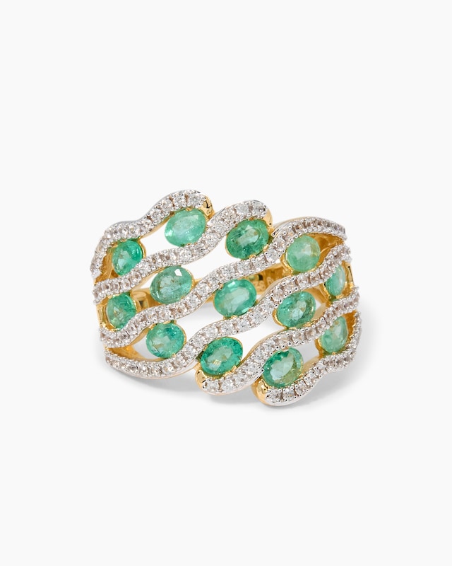 Ring mit Sambia-Smaragd & Zirkon