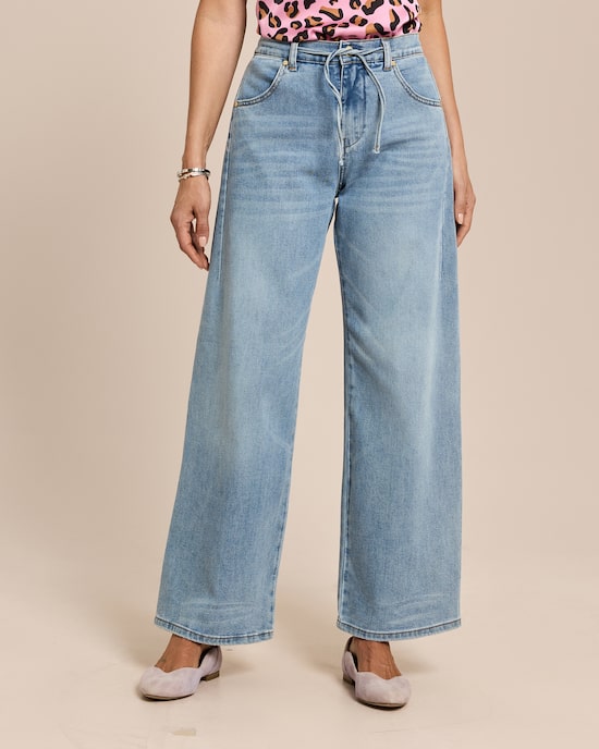 Produktabbildung für Wide Leg Jeans mit Bindegürtel