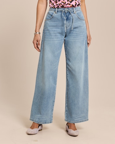 Produktabbildung für Wide Leg Jeans mit Bindegürtel