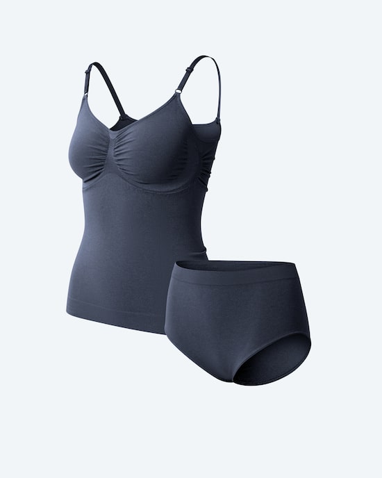 Produktabbildung für Denim Top mit Spaghetti-Trägern & Melange Slip