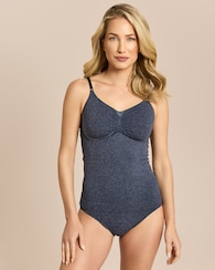 Produktabbildung für Denim Top mit Spaghetti-Trägern & Melange Slip