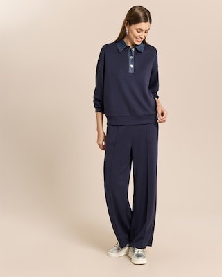Produktabbildung 3 für Wide Leg Jersey Hose mit Denimbund