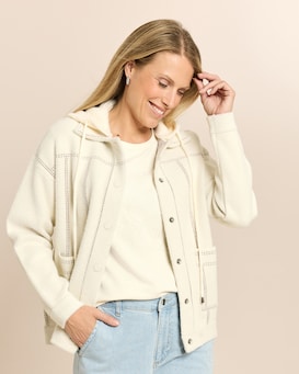 Produktabbildung für Strickjacke mit abnehmbarer Kapuze