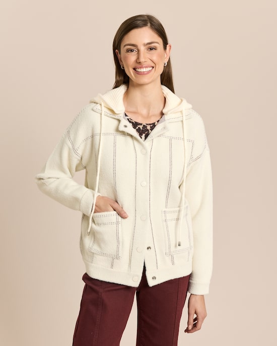 Produktabbildung für Strickjacke mit abnehmbarer Kapuze