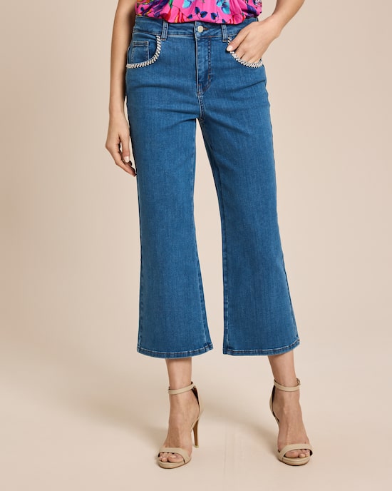 Produktabbildung für Kick-Flared Jeans 7/8 mit Strass