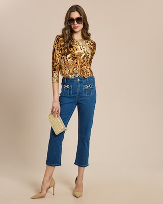 Produktabbildung 3 für Slim Fit Jeans 7/8 mit Strass-Detail