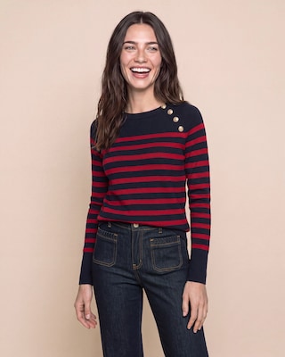 Produktabbildung 1 für Pullover gestreift mit Goldknöpfen