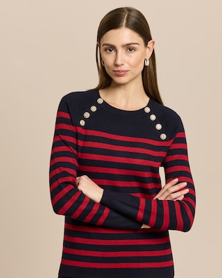 Produktabbildung 1 für Pullover gestreift mit Goldknöpfen