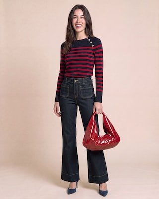 Produktabbildung 4 für Pullover gestreift mit Goldknöpfen