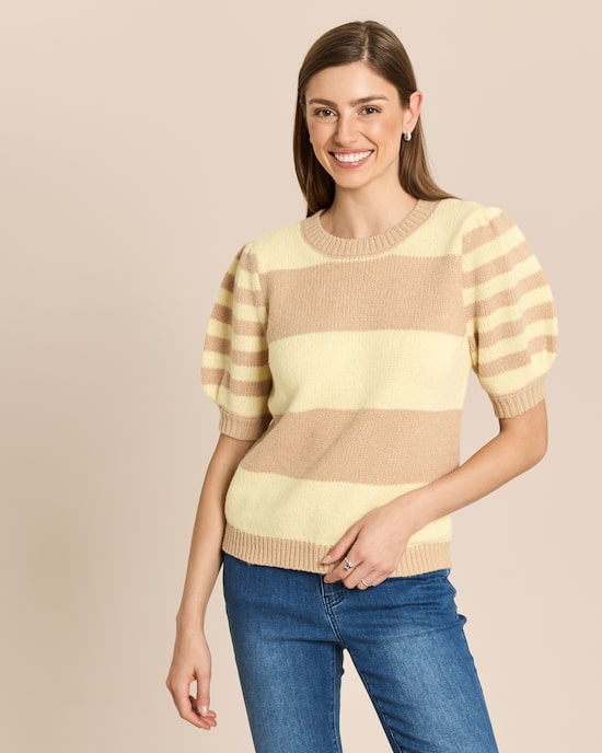 Produktabbildung für 3/4-Arm-Pullover mit Streifen