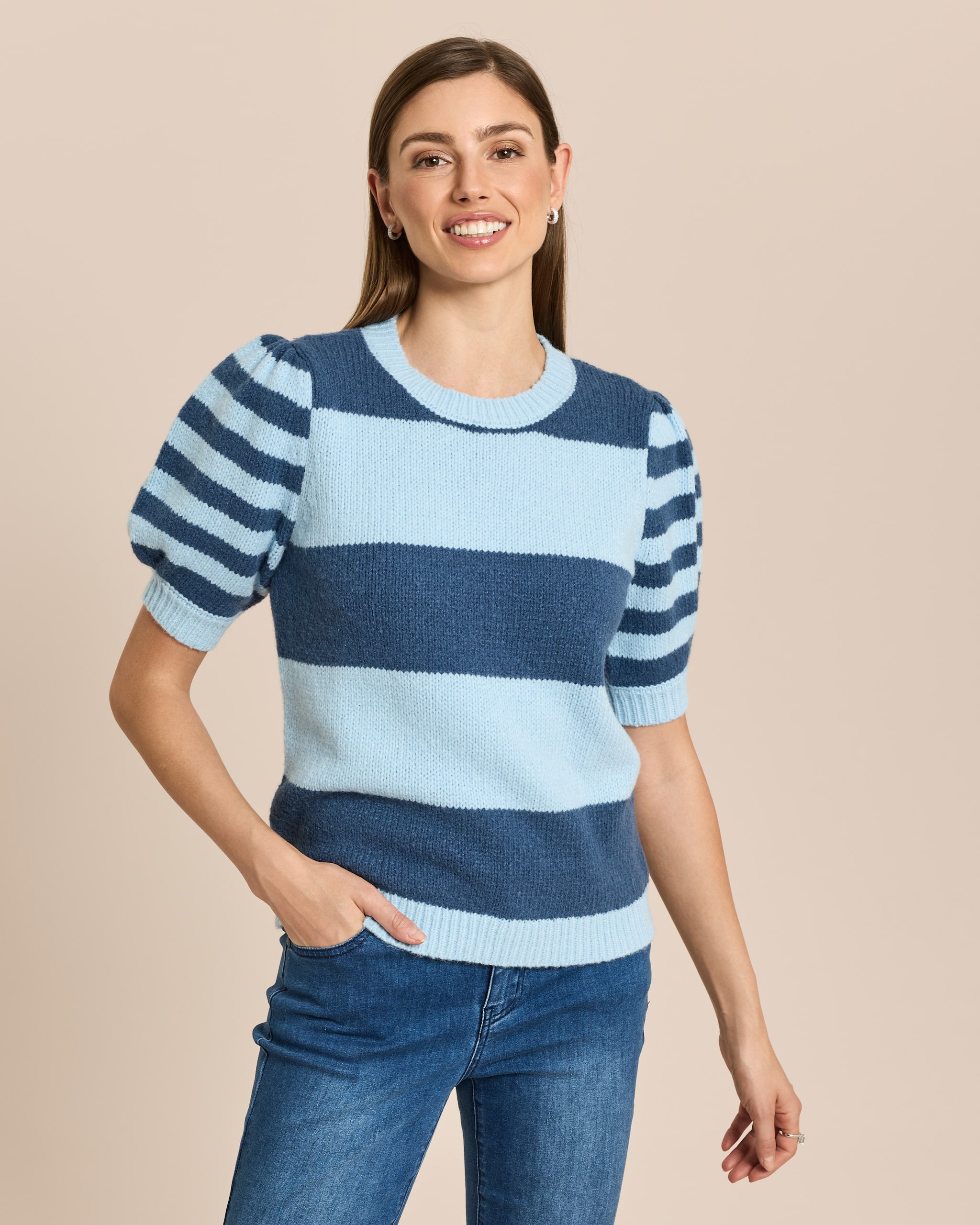 Produktabbildung für 3/4-Arm-Pullover mit Streifen