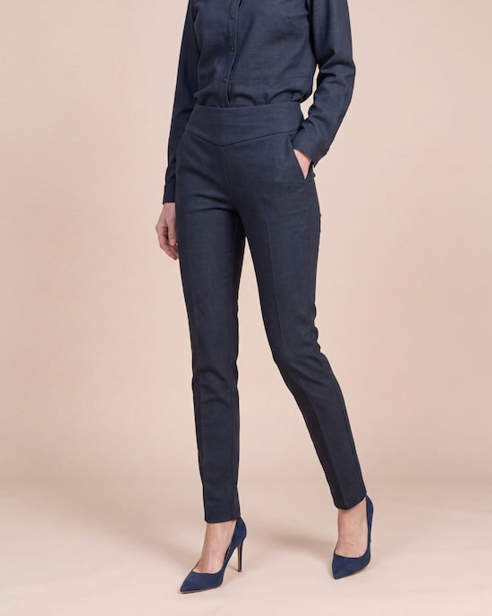 Produktabbildung für Slim Fit Hose aus bedruckter Ponte