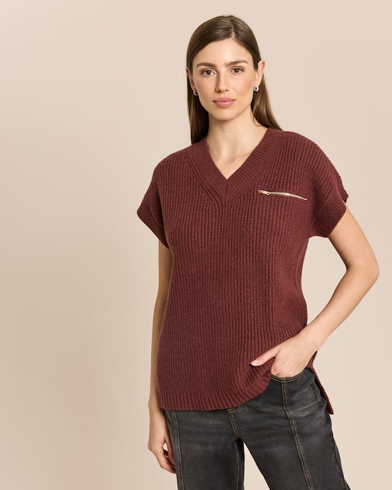 Produktabbildung für Strickpullunder mit Zipper-Detail