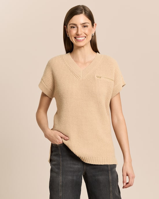 Produktabbildung für Strickpullunder mit Zipper-Detail
