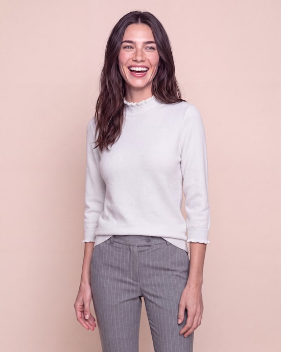 Produktabbildung für Pullover mit 3/4 Ärmel und Glanzgarn
