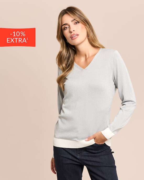 Produktabbildung für Feinstrick-Pullover mit Metallic-Garn