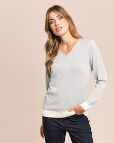 Produktabbildung für Feinstrick-Pullover mit Metallic-Garn