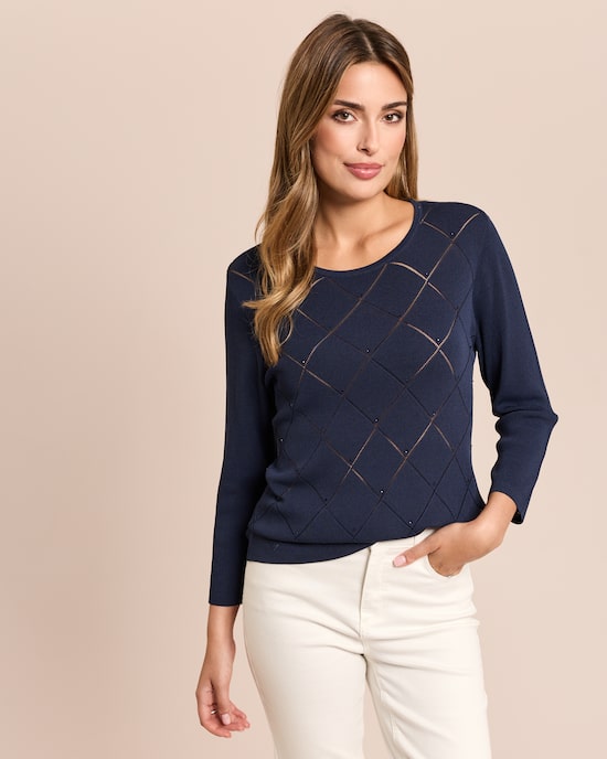 Produktabbildung für Pullover Italian Strick mit Karo-Ajour