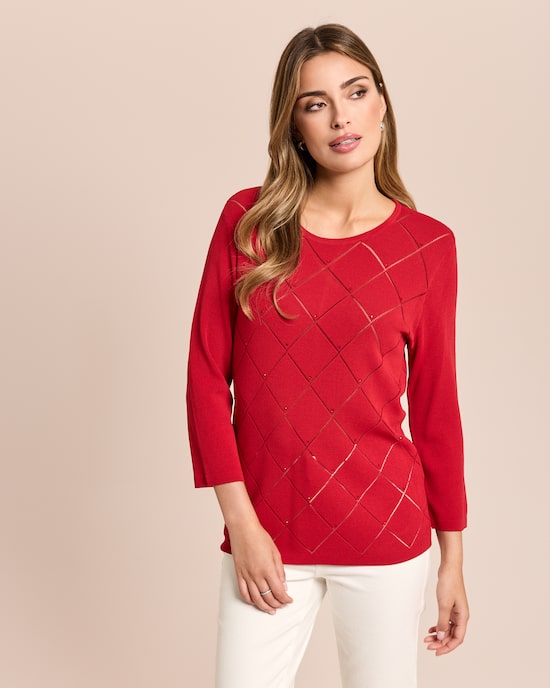 Produktabbildung für Pullover Italian Strick mit Karo-Ajour