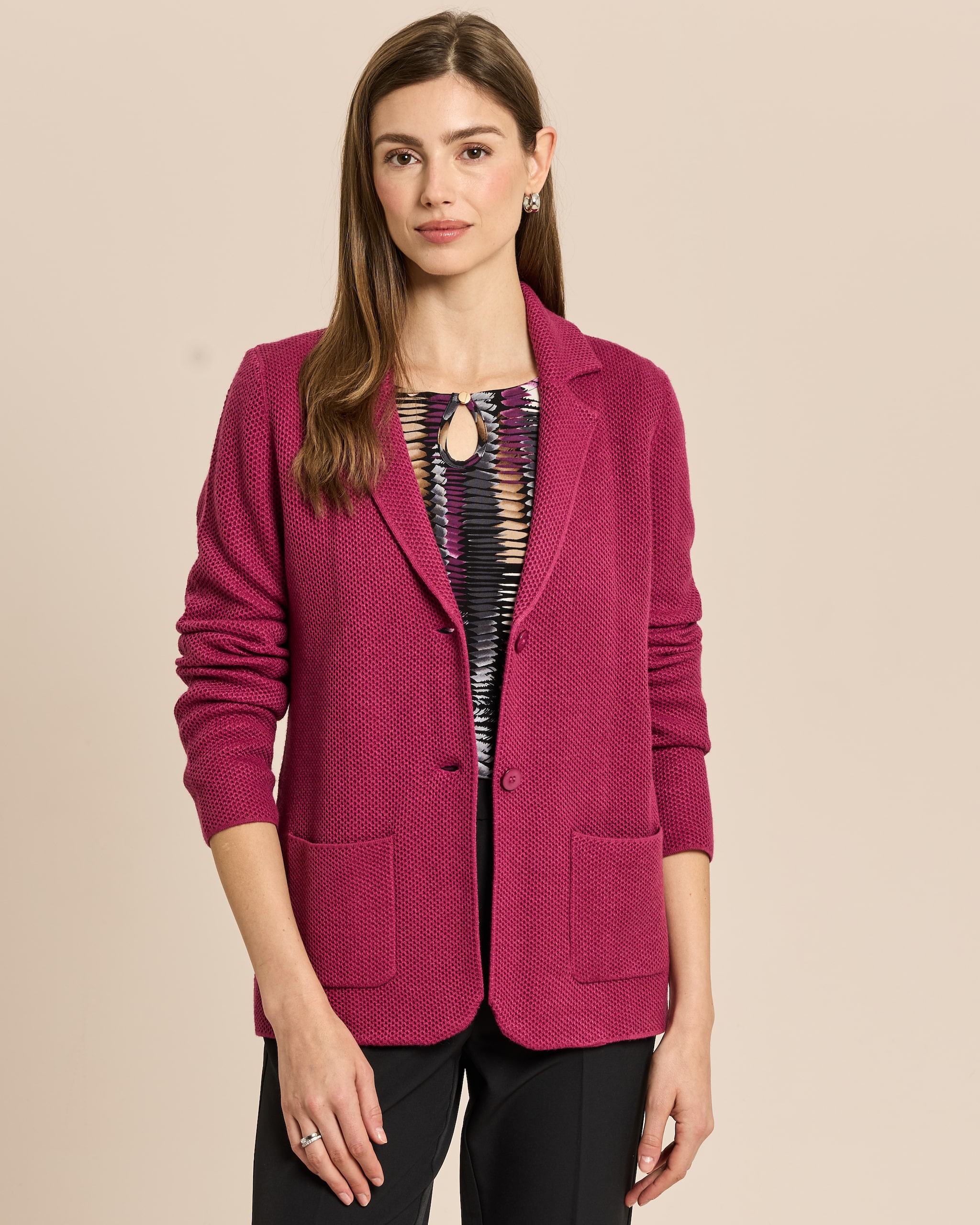 Produktabbildung für Strickblazer mit merzerisiertem Wollanteil
