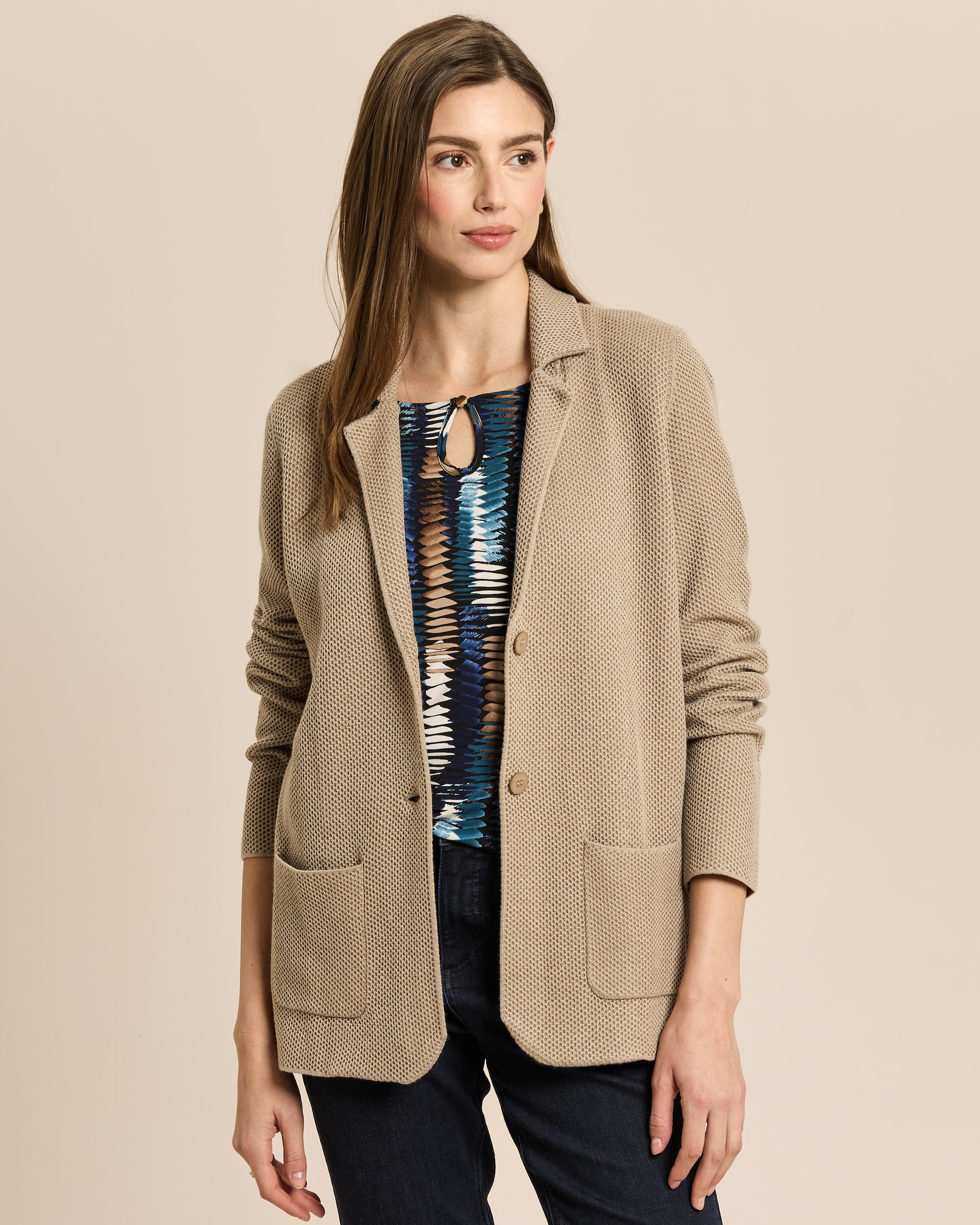 Produktabbildung für Strickblazer mit merzerisiertem Wollanteil