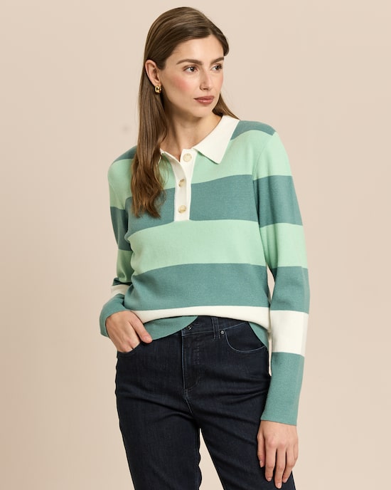 Produktabbildung für Polo-Pullover mit Blockstreifen
