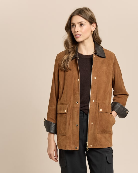 Produktabbildung für Wildlederjacke mit Kontrastkragen
