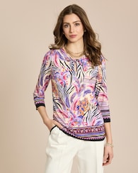 Produktabbildung für Shirt mit Ausschnittdetail und Druck