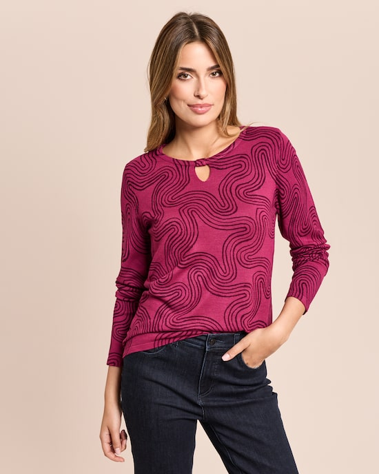 Produktabbildung für Pullover mit Key-Hole am Rundhals