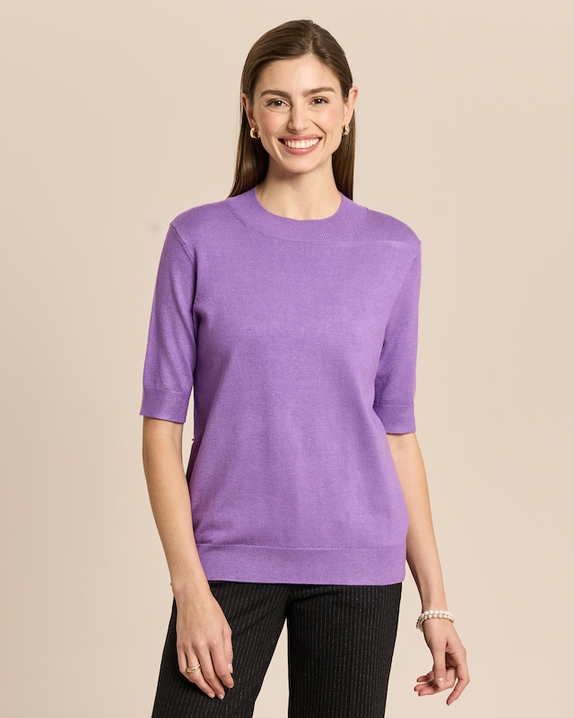 Halbarm-Pullover mit Stehkragen
