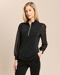 Produktabbildung für Shirt mit Stehkragen und Meshärmel