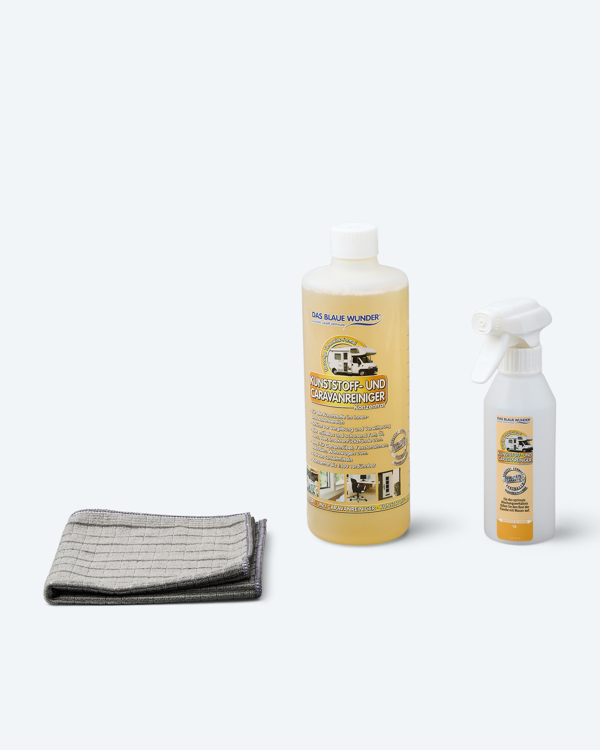 Produktabbildung für Kunststoff- und Caravan-Reiniger, 1.000 ml & Tuch