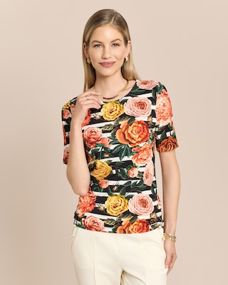 Produktabbildung 1 für Shirt mit Rosen-Streifen-Print