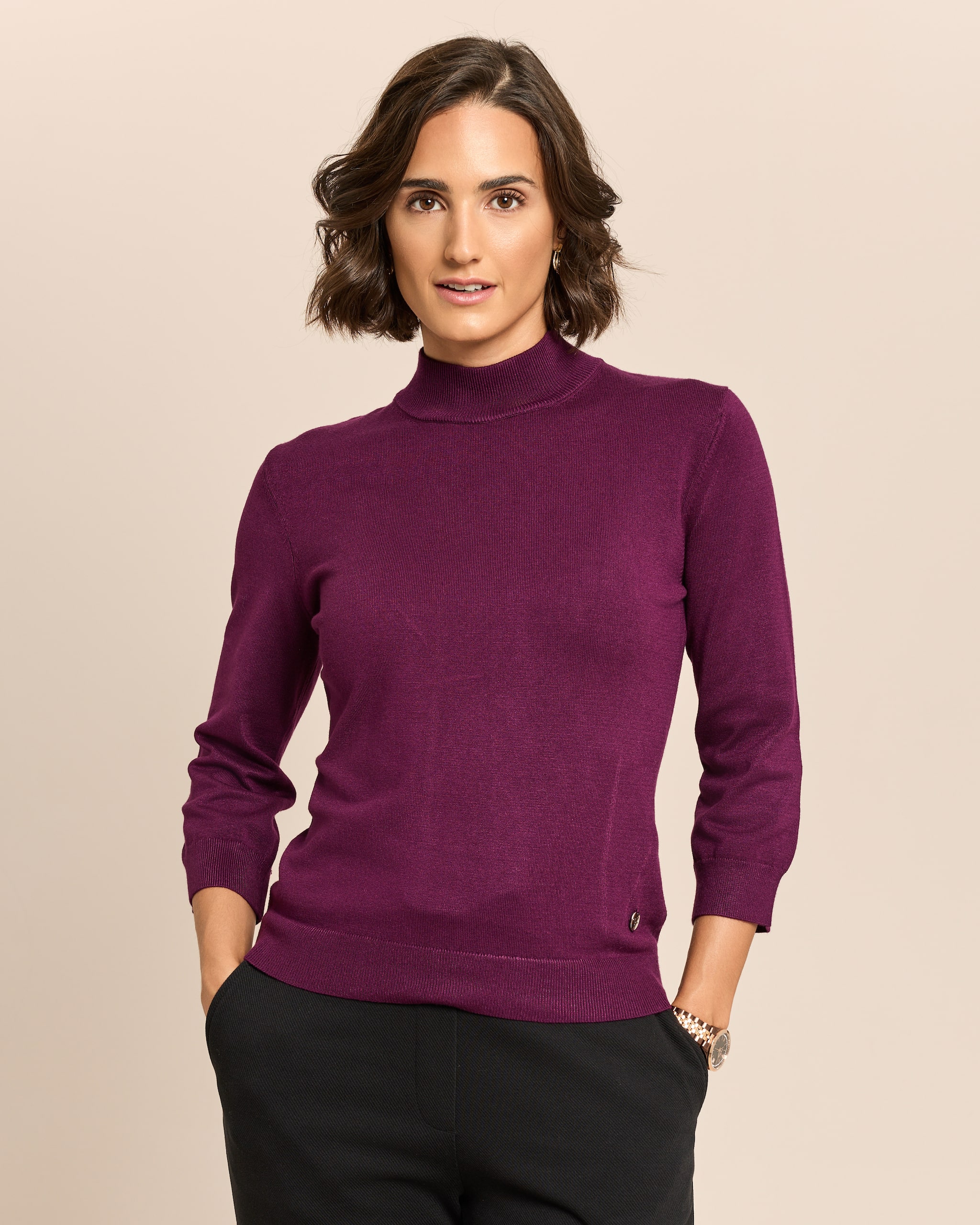 Produktabbildung für Pullover mit Stehkragen und 3/4 Arm