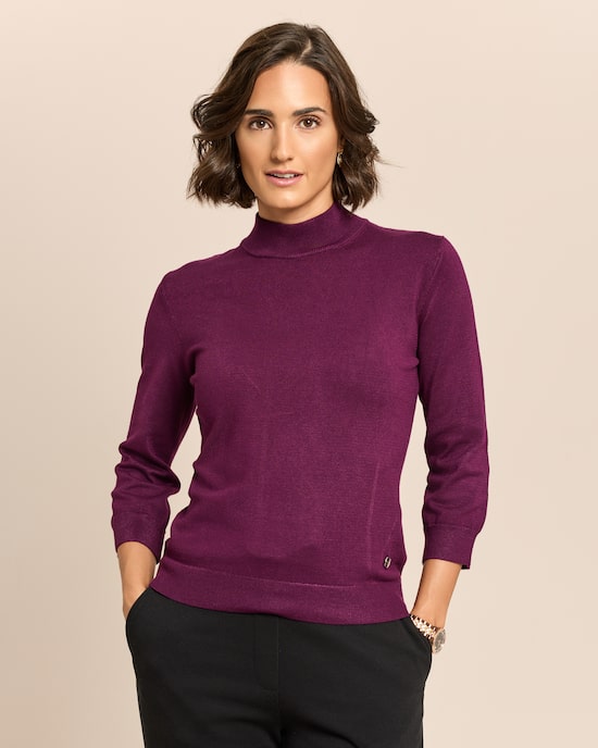 Produktabbildung für Pullover mit Stehkragen und 3/4 Arm