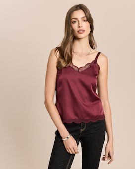 Produktabbildung für Satin-Top mit Spitze