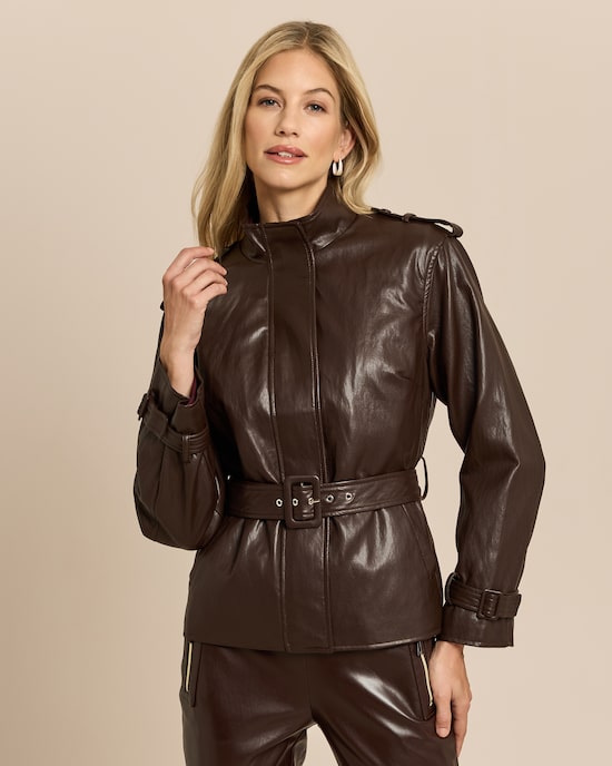 Produktabbildung für Lederimitatjacke mit Stehkragen