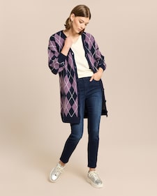 Produktabbildung für Long Strickjacke mit Karomuster