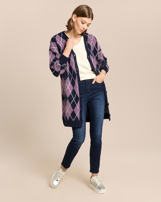 Produktabbildung für Long Strickjacke mit Karomuster