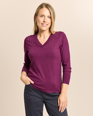 Produktabbildung 1 für Pullover mit Blütenstickerei