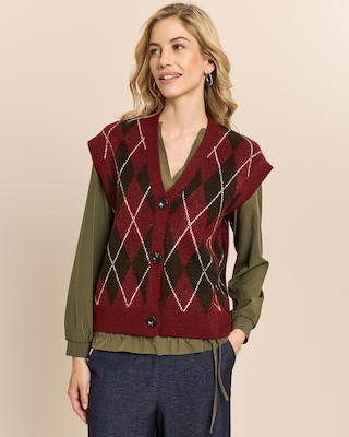 Produktabbildung 1 für Ärmellose Strickjacke mit Check
