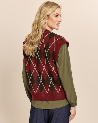 Produktabbildung 4 für Ärmellose Strickjacke mit Check