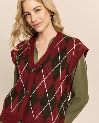 Produktabbildung 5 für Ärmellose Strickjacke mit Check