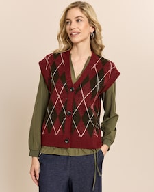 Produktabbildung für Ärmellose Strickjacke mit Check