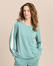 Produktabbildung für Loungeshirt mit Kontrast-Streifen