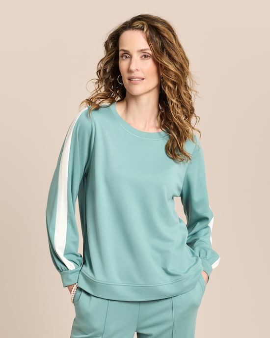 Produktabbildung für Loungeshirt mit Kontrast-Streifen