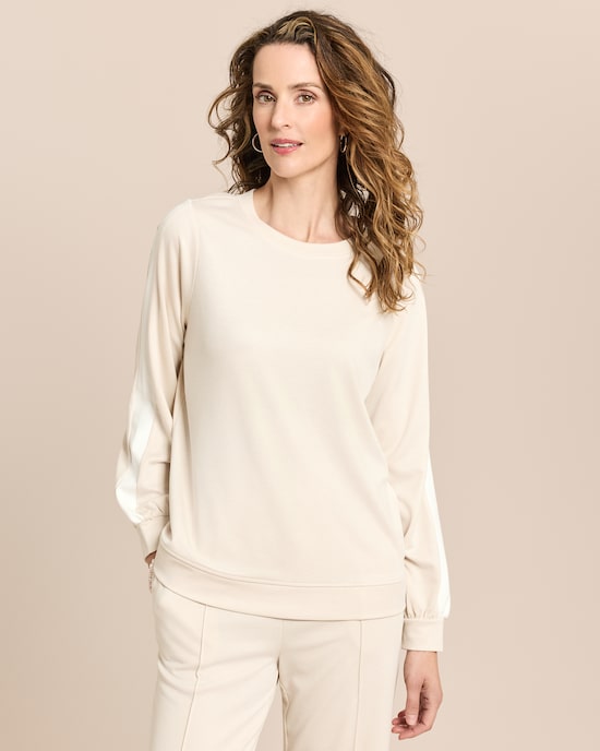 Produktabbildung für Loungeshirt mit Kontrast-Streifen