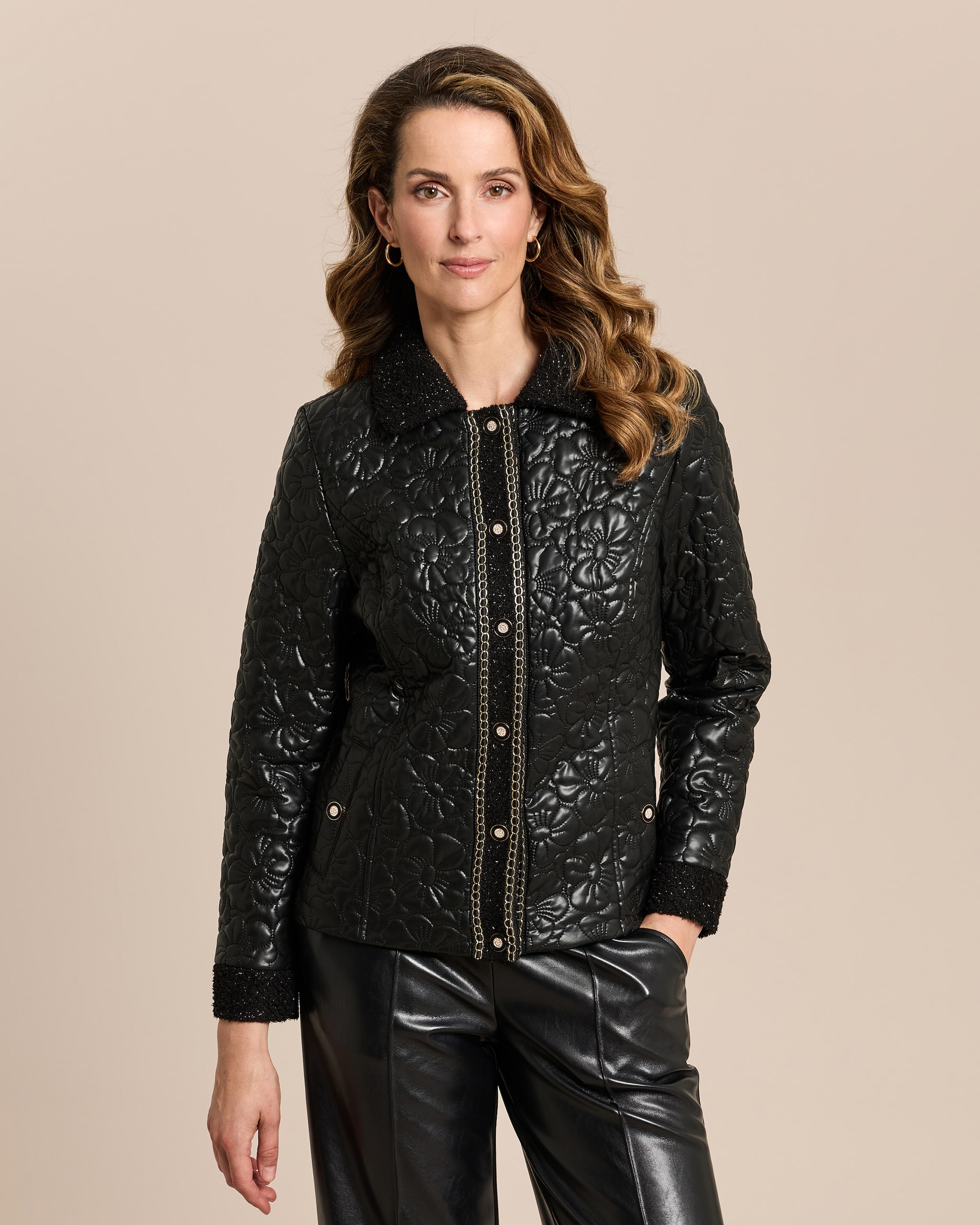 Produktabbildung für Jacke mit geprägtem Lederimitat