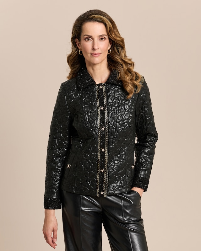 Jacke mit geprägtem Lederimitat