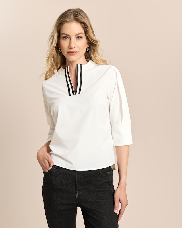 Techno-Stretch Bluse mit Stehkragen